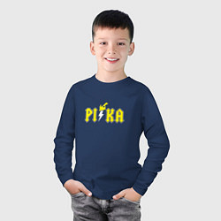 Лонгслив хлопковый детский Pika Pika Pikachu, цвет: тёмно-синий — фото 2