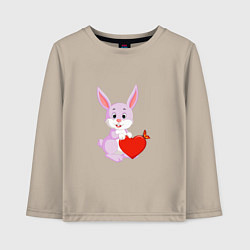 Лонгслив хлопковый детский Кролик с сердцем, цвет: миндальный