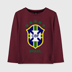 Лонгслив хлопковый детский Brasil CBF, цвет: меланж-бордовый