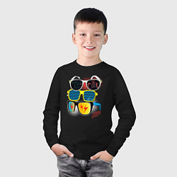 Лонгслив хлопковый детский Поп арт очки, цвет: черный — фото 2