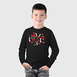 Лонгслив хлопковый детский LOVE хоккейными принадлежностями, цвет: черный — фото 2