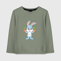 Лонгслив хлопковый детский Кролик с морковками, цвет: авокадо