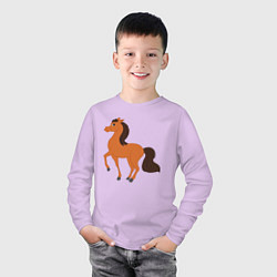 Лонгслив хлопковый детский Конь, цвет: лаванда — фото 2