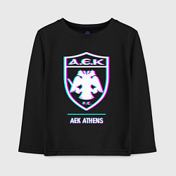 Лонгслив хлопковый детский AEK Athens FC в стиле glitch, цвет: черный