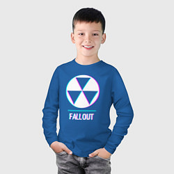 Лонгслив хлопковый детский Fallout в стиле glitch и баги графики, цвет: синий — фото 2