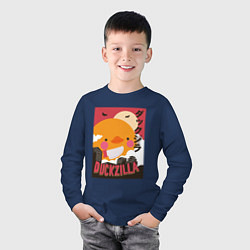 Лонгслив хлопковый детский Утка Годзилла, цвет: тёмно-синий — фото 2