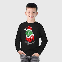 Лонгслив хлопковый детский Merry Christmas, Santa Claus Grinch, цвет: черный — фото 2