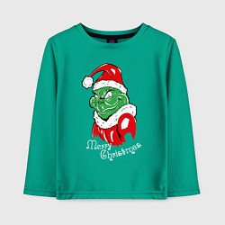 Лонгслив хлопковый детский Merry Christmas, Santa Claus Grinch, цвет: зеленый