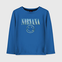 Лонгслив хлопковый детский Nirvana - смайлик, цвет: синий