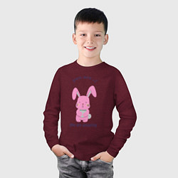 Лонгслив хлопковый детский Год розового кролика, цвет: меланж-бордовый — фото 2