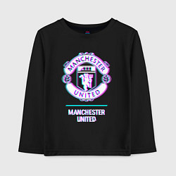 Лонгслив хлопковый детский Manchester United FC в стиле glitch, цвет: черный