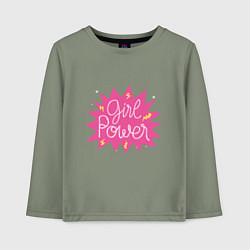 Лонгслив хлопковый детский Girl power boom, цвет: авокадо