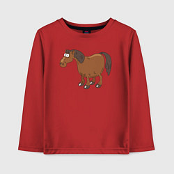 Лонгслив хлопковый детский Забавный конь, цвет: красный