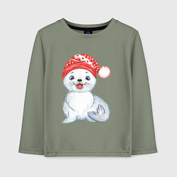 Детский лонгслив Новогодний тюлень