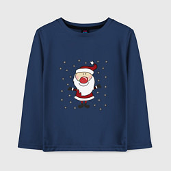 Лонгслив хлопковый детский Дед мороз и снегопад, цвет: тёмно-синий