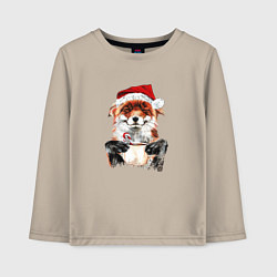 Лонгслив хлопковый детский Christmas smile foxy, цвет: миндальный