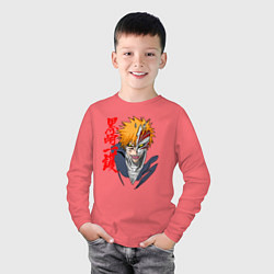 Лонгслив хлопковый детский Облик пустого - Ичиго куросаки, цвет: коралловый — фото 2