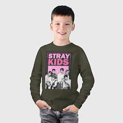 Лонгслив хлопковый детский Stray Kids boy band, цвет: меланж-хаки — фото 2