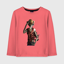 Лонгслив хлопковый детский One piece d luffy, цвет: коралловый