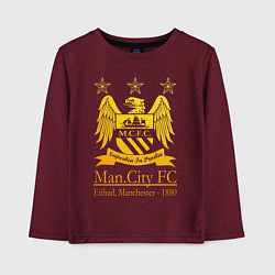 Лонгслив хлопковый детский Manchester City gold, цвет: меланж-бордовый