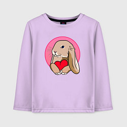 Лонгслив хлопковый детский Кролик с красным сердечком, цвет: лаванда