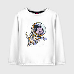 Лонгслив хлопковый детский Кот сфинкс космонавт, цвет: белый