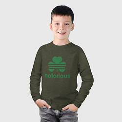 Лонгслив хлопковый детский Notorious - Ireland, цвет: меланж-хаки — фото 2