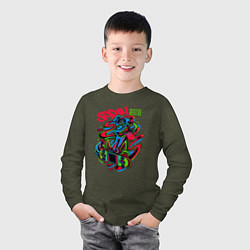 Лонгслив хлопковый детский Граффити баллончик скейтерист, цвет: меланж-хаки — фото 2