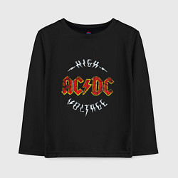 Лонгслив хлопковый детский AC-DC Высокое напряжение, цвет: черный