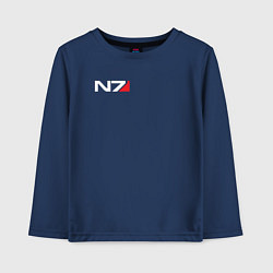 Лонгслив хлопковый детский Логотип N7, цвет: тёмно-синий
