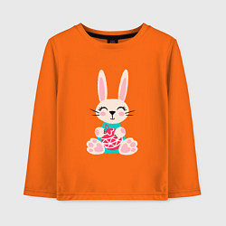 Лонгслив хлопковый детский Новогодний кролик с елочным шаром, цвет: оранжевый