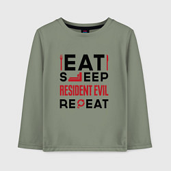 Детский лонгслив Надпись: eat sleep Resident Evil repeat