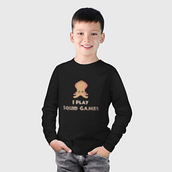 Лонгслив хлопковый детский I play squid games, цвет: черный — фото 2