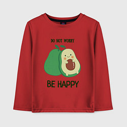 Лонгслив хлопковый детский Dont worry be happy - avocado, цвет: красный