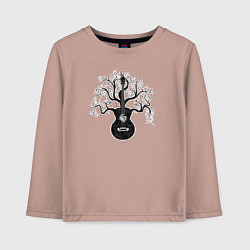 Детский лонгслив Разросшееся дерево гитара с музыкальными нотами