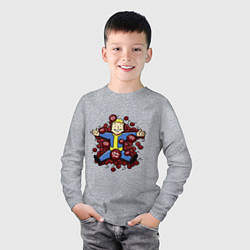 Лонгслив хлопковый детский Vault boy caps, цвет: меланж — фото 2