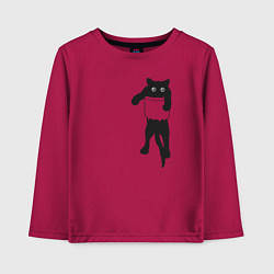 Детский лонгслив Черный котик в кармане