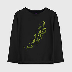 Лонгслив хлопковый детский Тропические листья разлетаются, цвет: черный