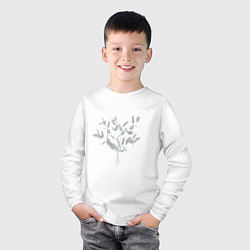 Лонгслив хлопковый детский Ветви эвкалипта, цвет: белый — фото 2