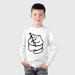 Лонгслив хлопковый детский Котик с елкой, цвет: белый — фото 2