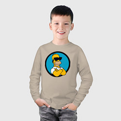 Лонгслив хлопковый детский Гомер Симпсон - крутой чувак, цвет: миндальный — фото 2