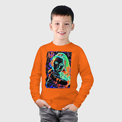 Лонгслив хлопковый детский Анджелина Джоли - портрет, цвет: оранжевый — фото 2