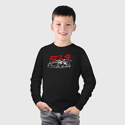 Лонгслив хлопковый детский Nissan GTR art, цвет: черный — фото 2