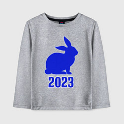 Детский лонгслив 2023 силуэт кролика синий