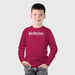 Лонгслив хлопковый детский Wednesday Logo, цвет: маджента — фото 2