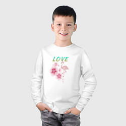 Лонгслив хлопковый детский Любовь и фламинго, цвет: белый — фото 2