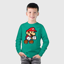 Лонгслив хлопковый детский Классический Марио, цвет: зеленый — фото 2