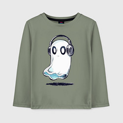 Детский лонгслив Прикольный призрак в наушниках