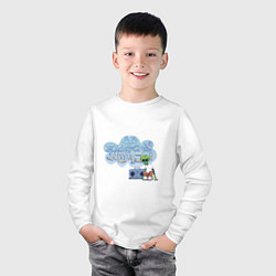 Лонгслив хлопковый детский Пришелец с бумбоксом, цвет: белый — фото 2