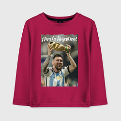 Лонгслив хлопковый детский Lionel Messi - world champion - Argentina, цвет: маджента